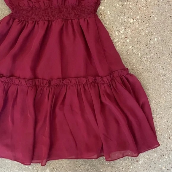 Two Sisters The Label Halter Burgundy Chiffon Off the Shoulder Dress - Size 6 - Picture 10 of 10